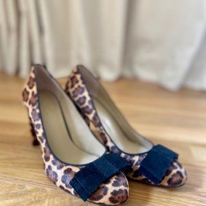 Ann Taylor Calf Hair Leopard Print Heels, Size 6.5 Like New